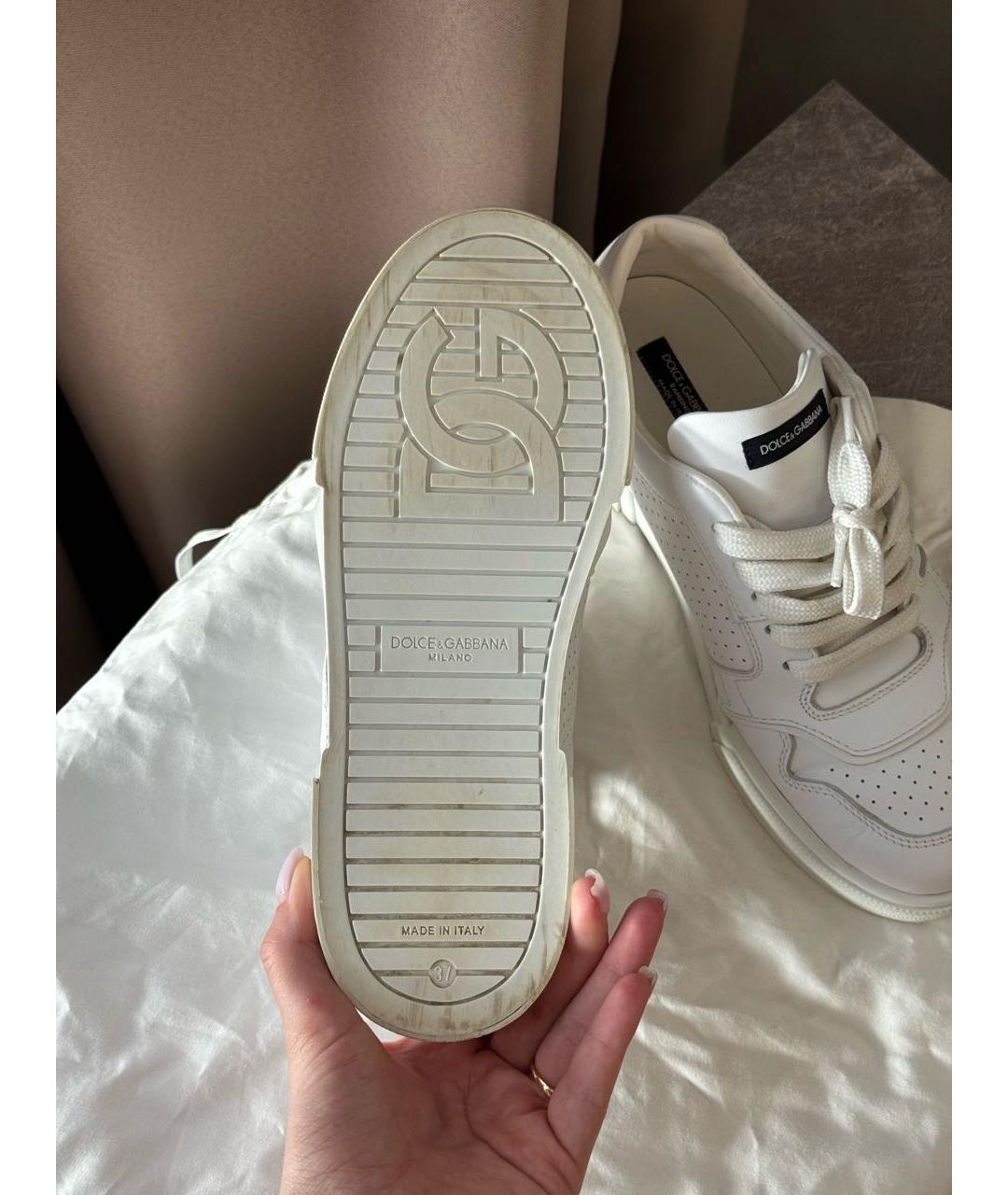 DOLCE&GABBANA Белые кожаные кеды, фото 5