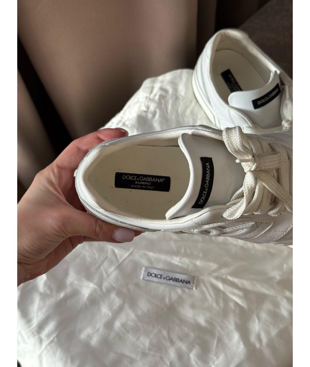 DOLCE&GABBANA Белые кожаные кеды, фото 6