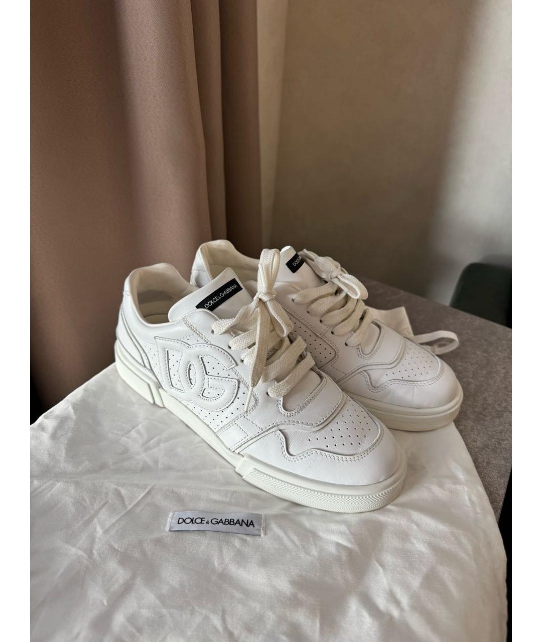 DOLCE&GABBANA Белые кожаные кеды, фото 2