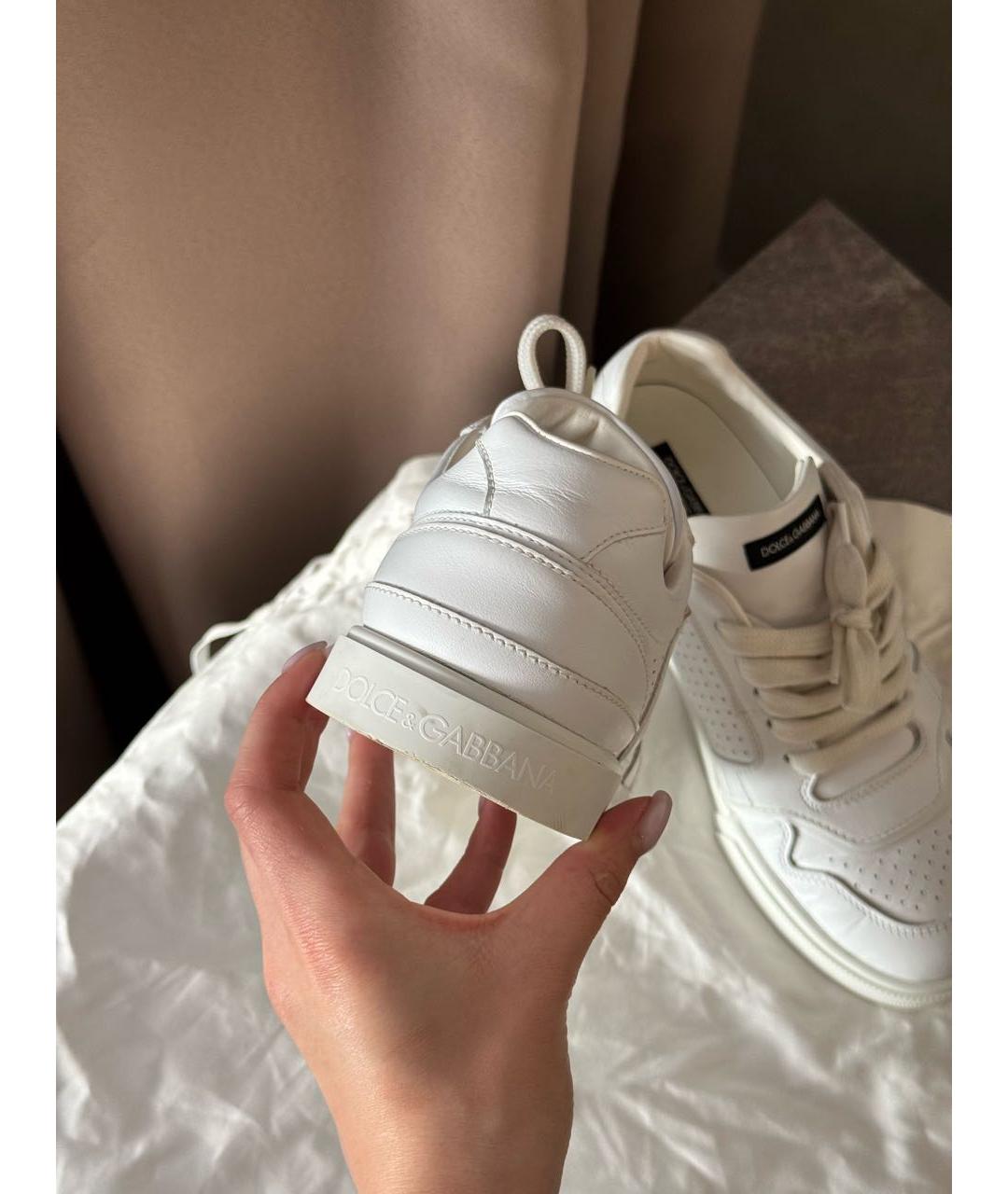 DOLCE&GABBANA Белые кожаные кеды, фото 4