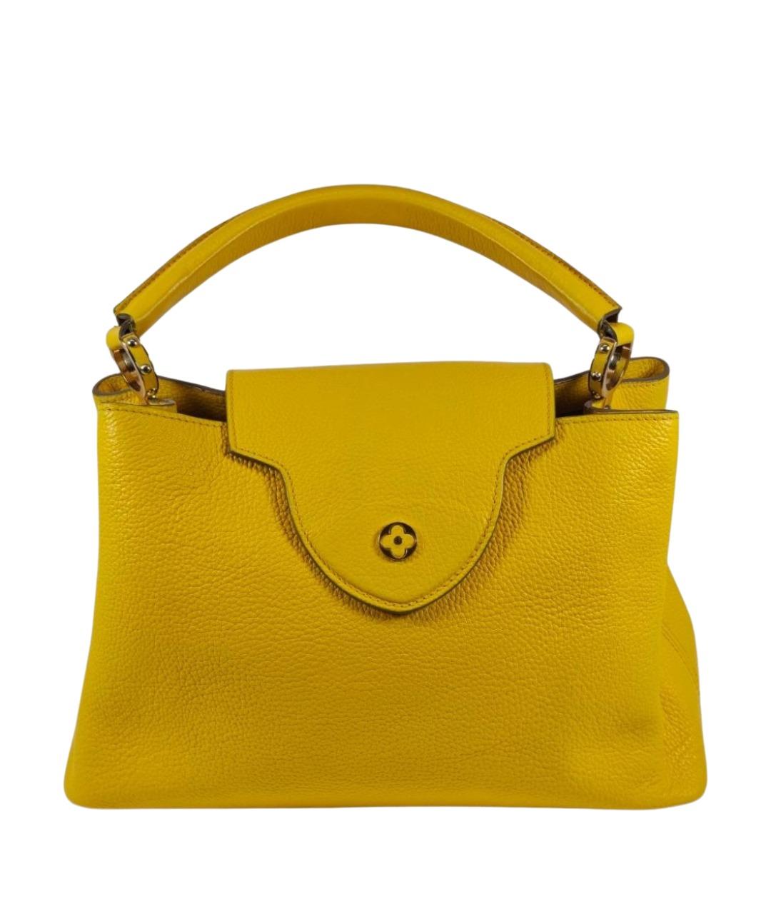 LOUIS VUITTON Желтая кожаная сумка с короткими ручками, фото 6