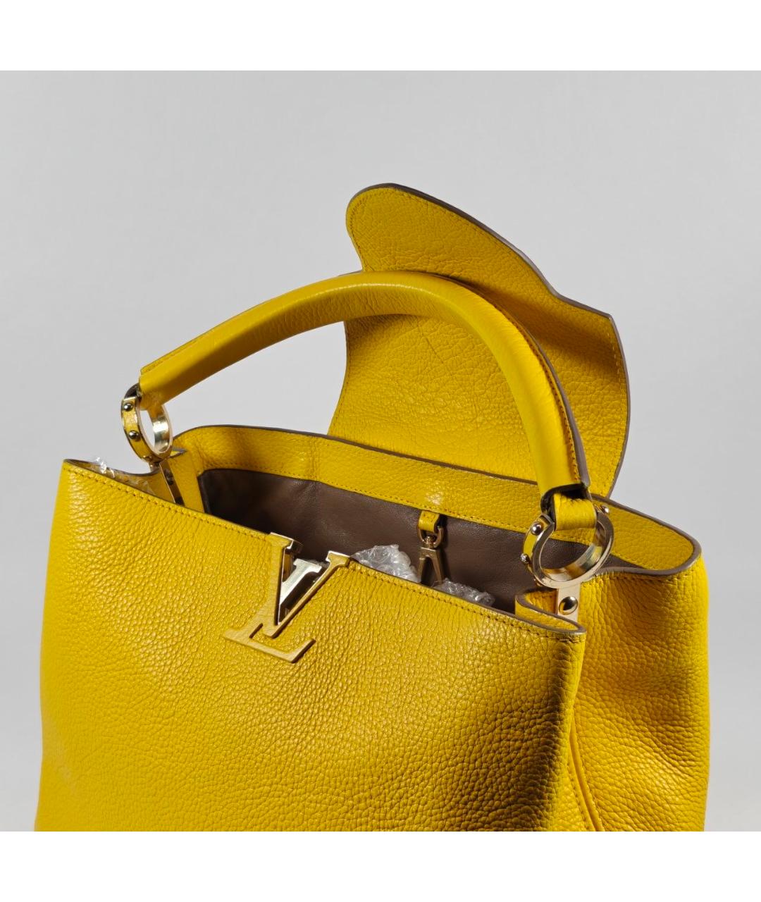 LOUIS VUITTON Желтая кожаная сумка с короткими ручками, фото 2