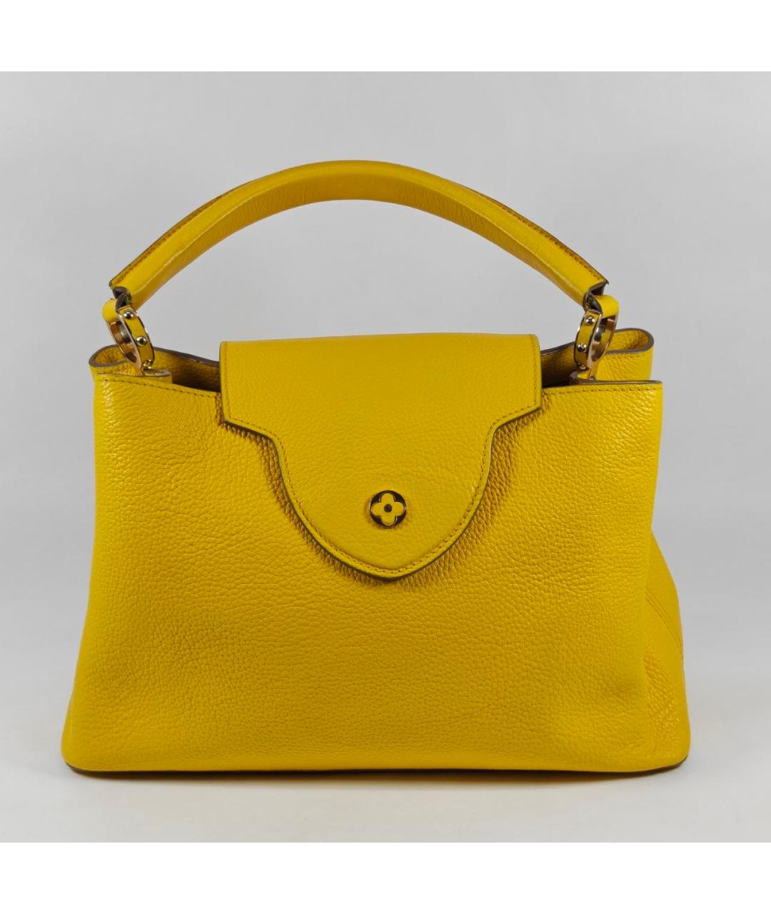 LOUIS VUITTON Желтая кожаная сумка с короткими ручками, фото 5