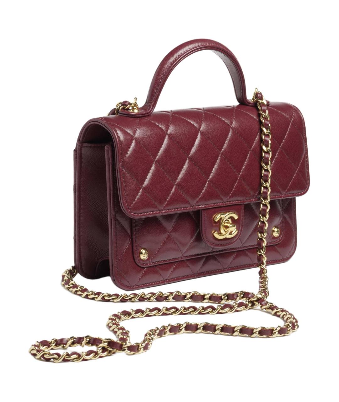 CHANEL Бордовая кожаная сумка через плечо, фото 2