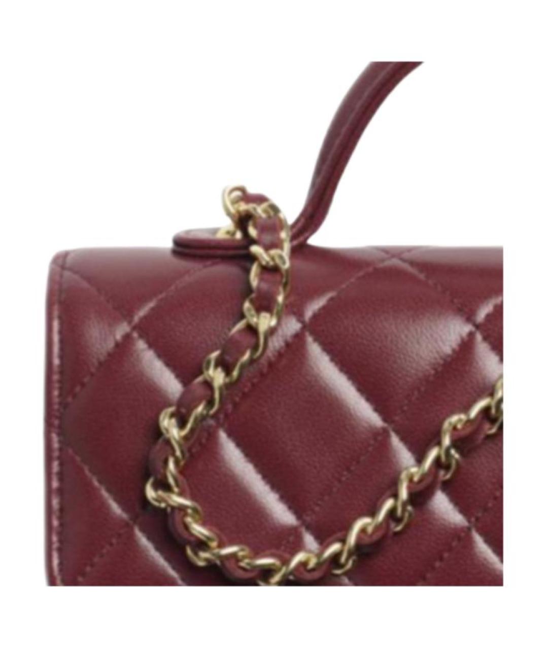 CHANEL Бордовая кожаная сумка через плечо, фото 5