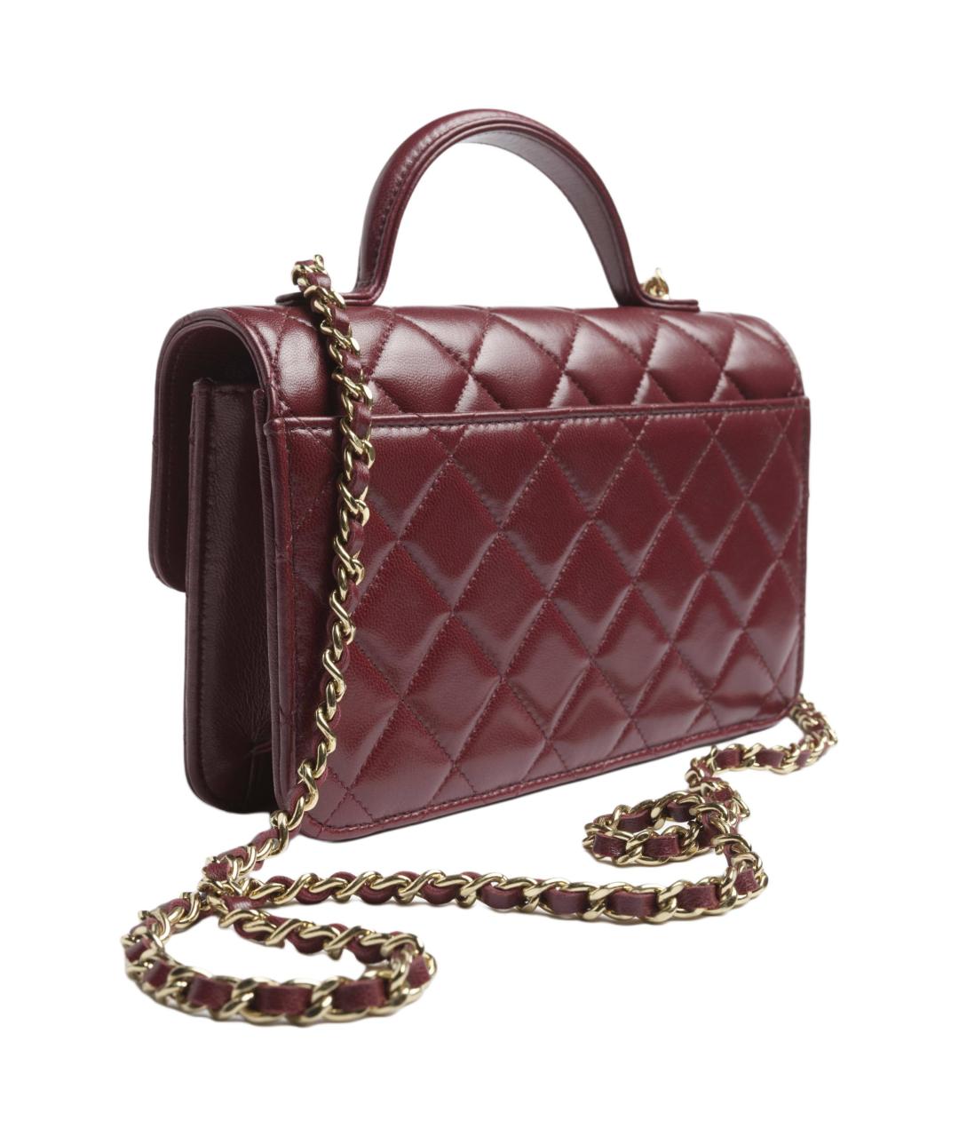 CHANEL Бордовая кожаная сумка через плечо, фото 3