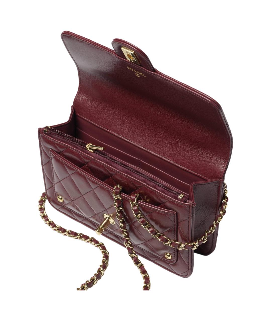 CHANEL Бордовая кожаная сумка через плечо, фото 4