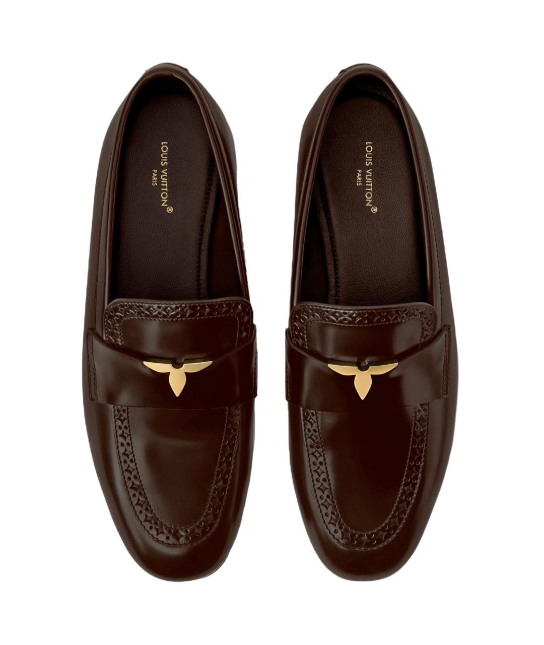 LOUIS VUITTON Коричневые кожаные лоферы, фото 3