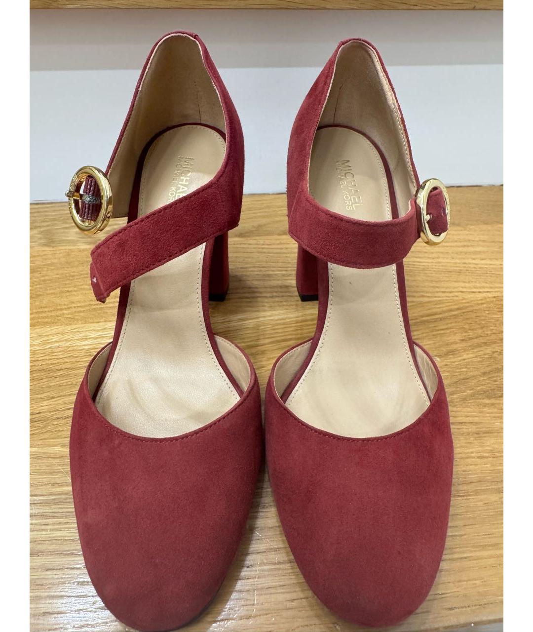 MICHAEL MICHAEL KORS Бордовые замшевые босоножки, фото 2