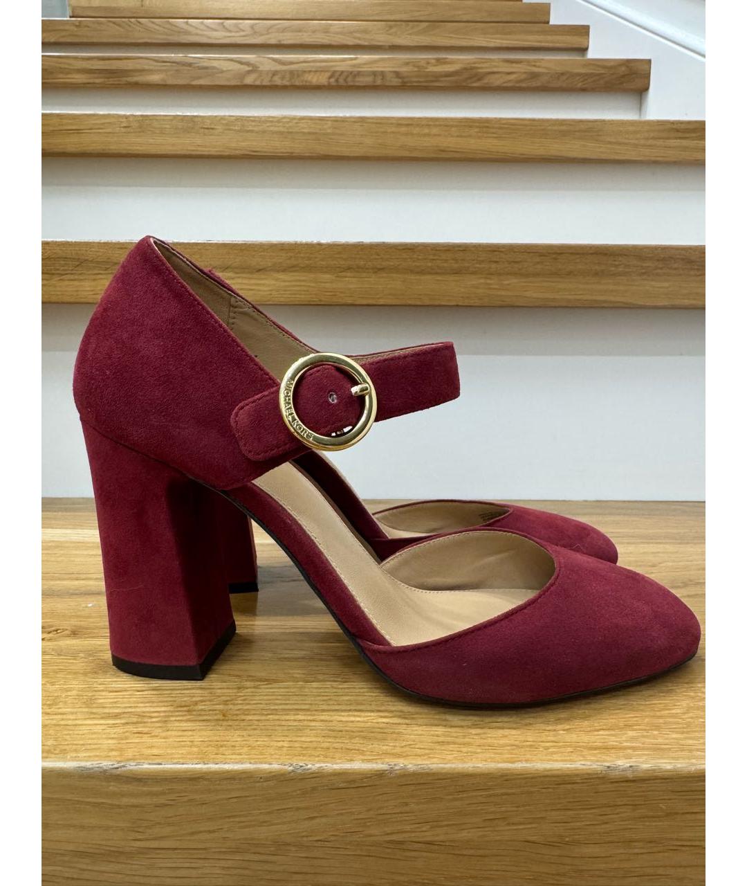 MICHAEL MICHAEL KORS Бордовые замшевые босоножки, фото 5