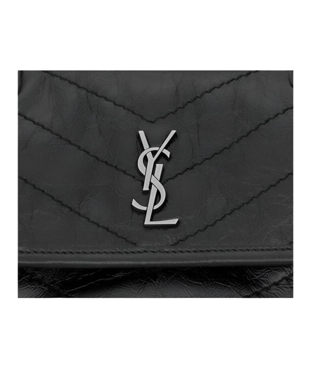 SAINT LAURENT Черная кожаная сумка через плечо, фото 5