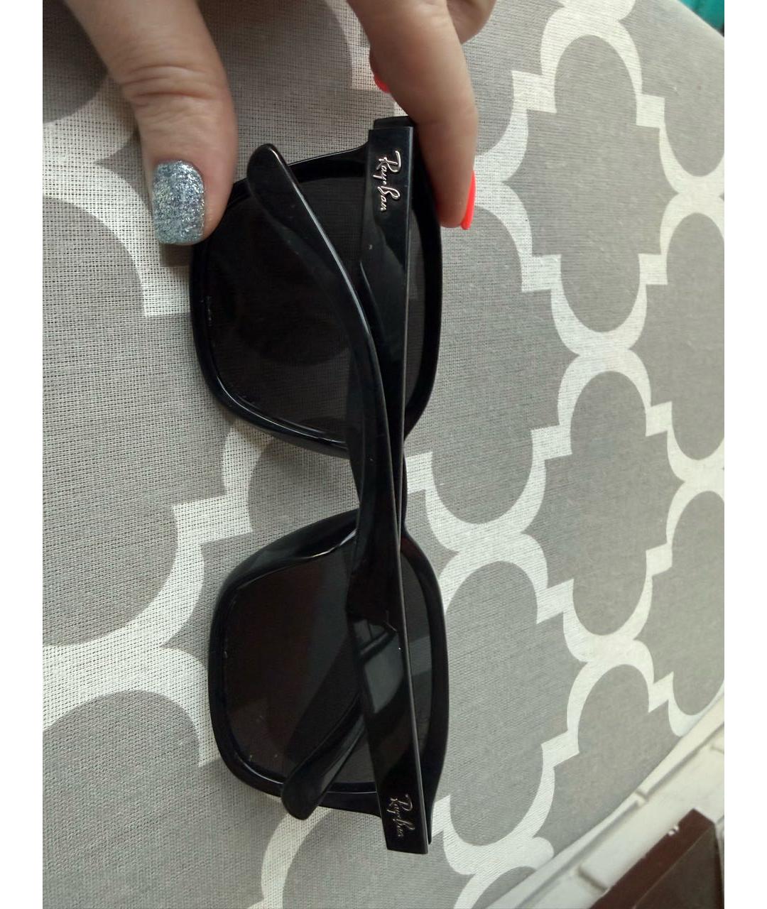 RAY BAN Черные пластиковые солнцезащитные очки, фото 8