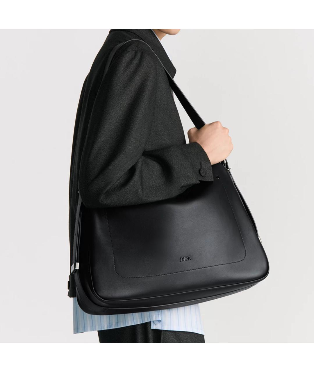 CHRISTIAN DIOR Черная кожаная сумка через плечо, фото 5