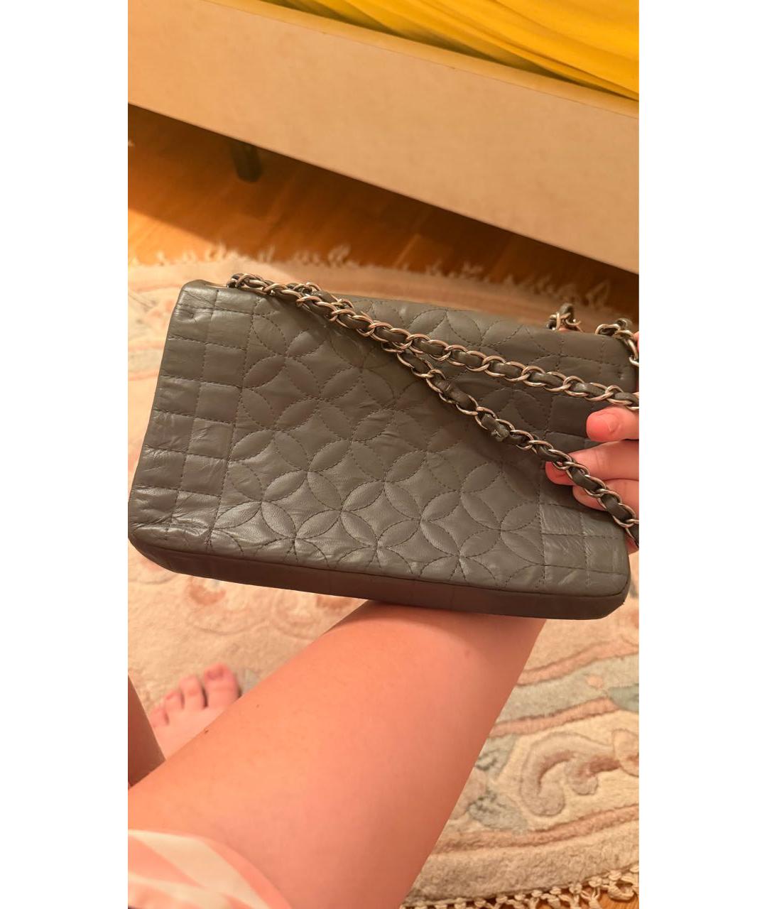 CHANEL Серая кожаная сумка через плечо, фото 3