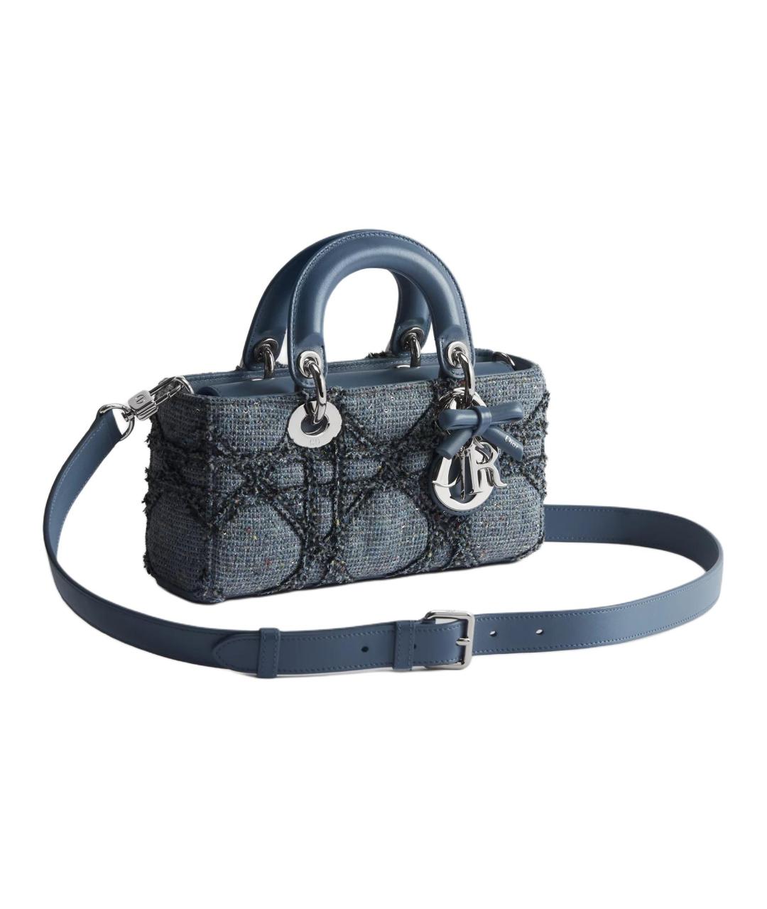 CHRISTIAN DIOR Синяя тканевая сумка с короткими ручками, фото 3