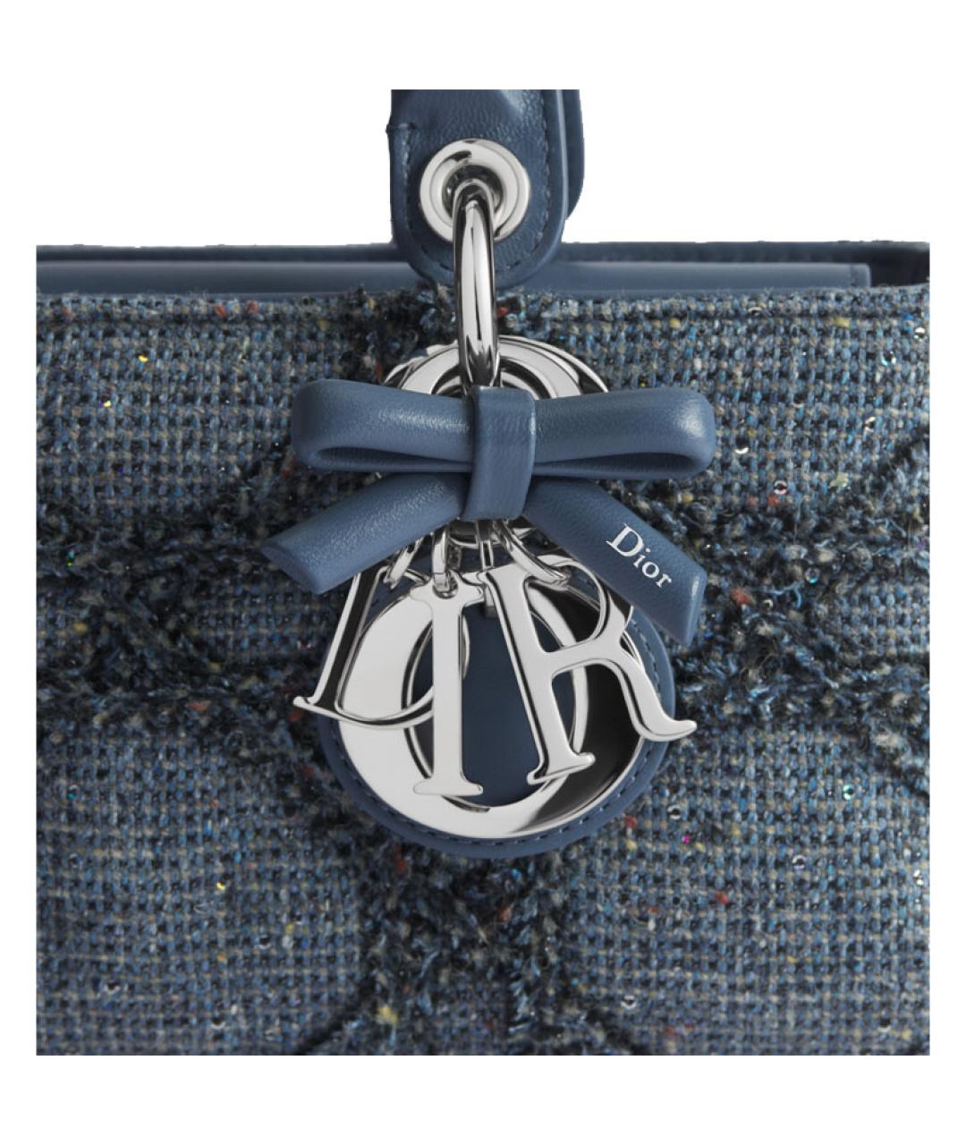 CHRISTIAN DIOR Синяя тканевая сумка с короткими ручками, фото 4