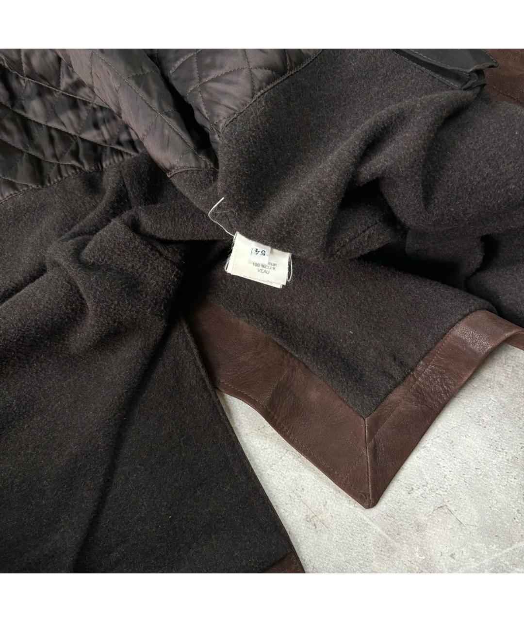 SAINT LAURENT Коричневый кожаный тренч / плащ, фото 7