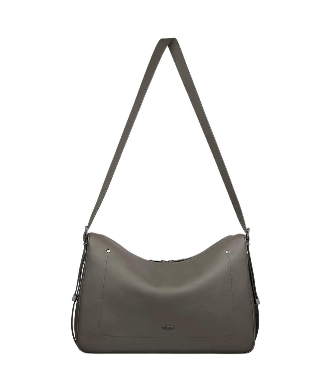 CHRISTIAN DIOR Серая кожаная сумка на плечо, фото 2