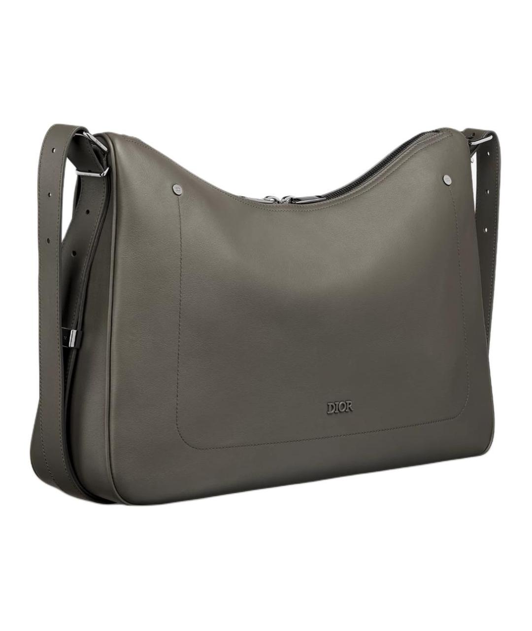 CHRISTIAN DIOR Серая кожаная сумка на плечо, фото 3