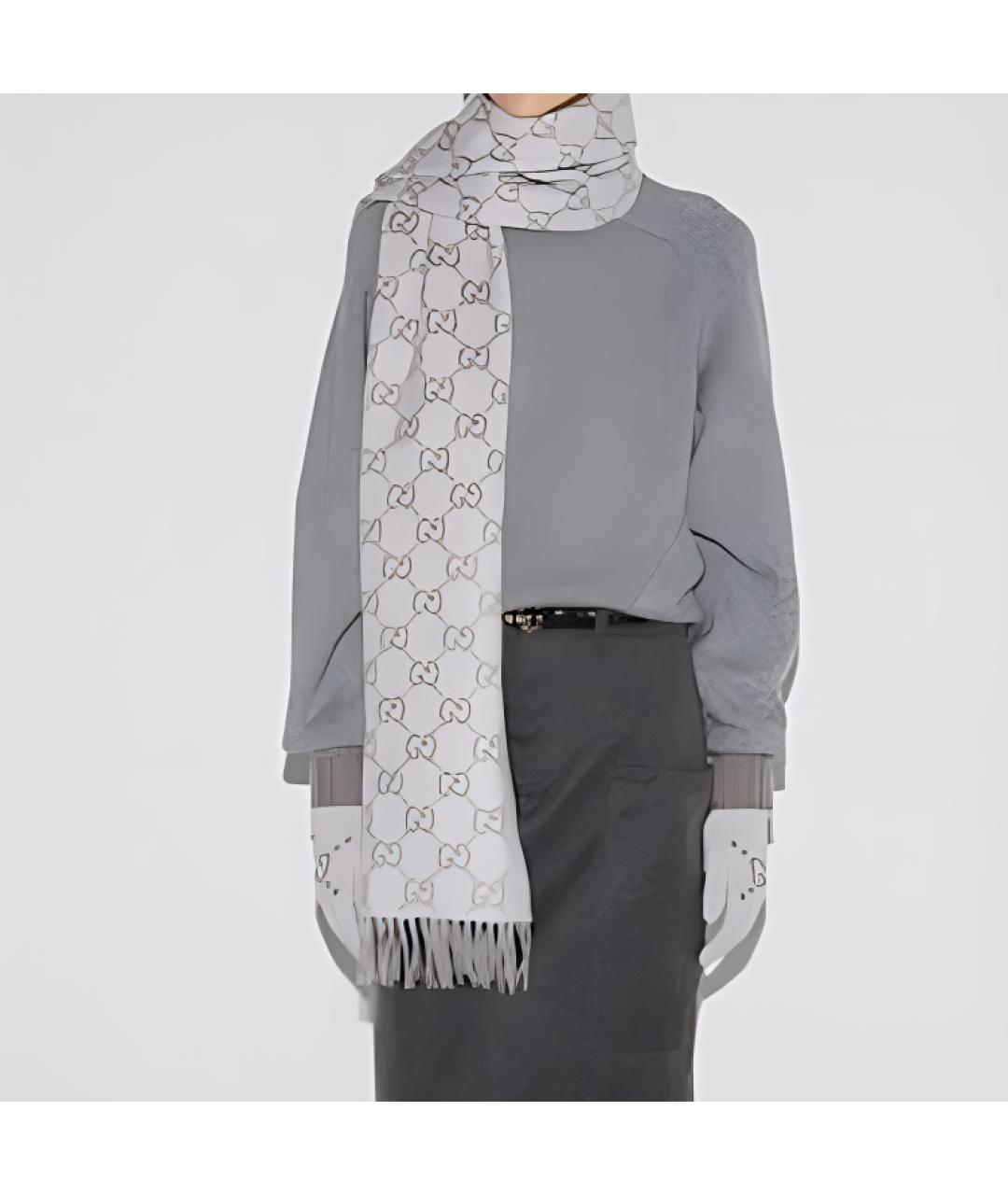 GUCCI Серый кашемировый шарф, фото 3