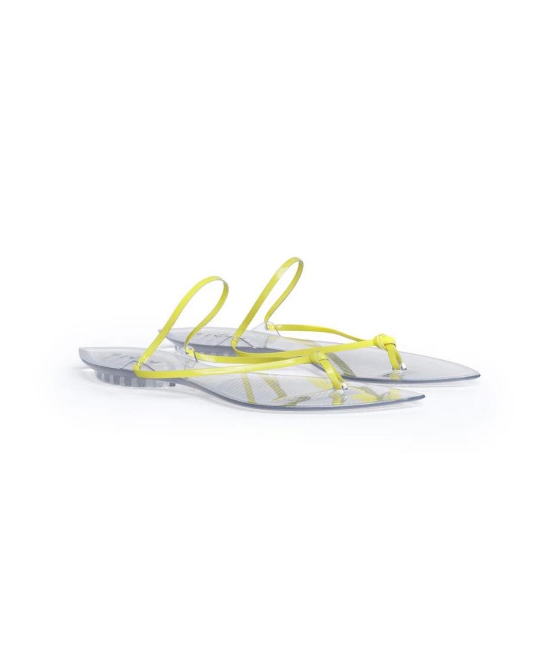 ALAIA Желтые кожаные шлепанцы, фото 2