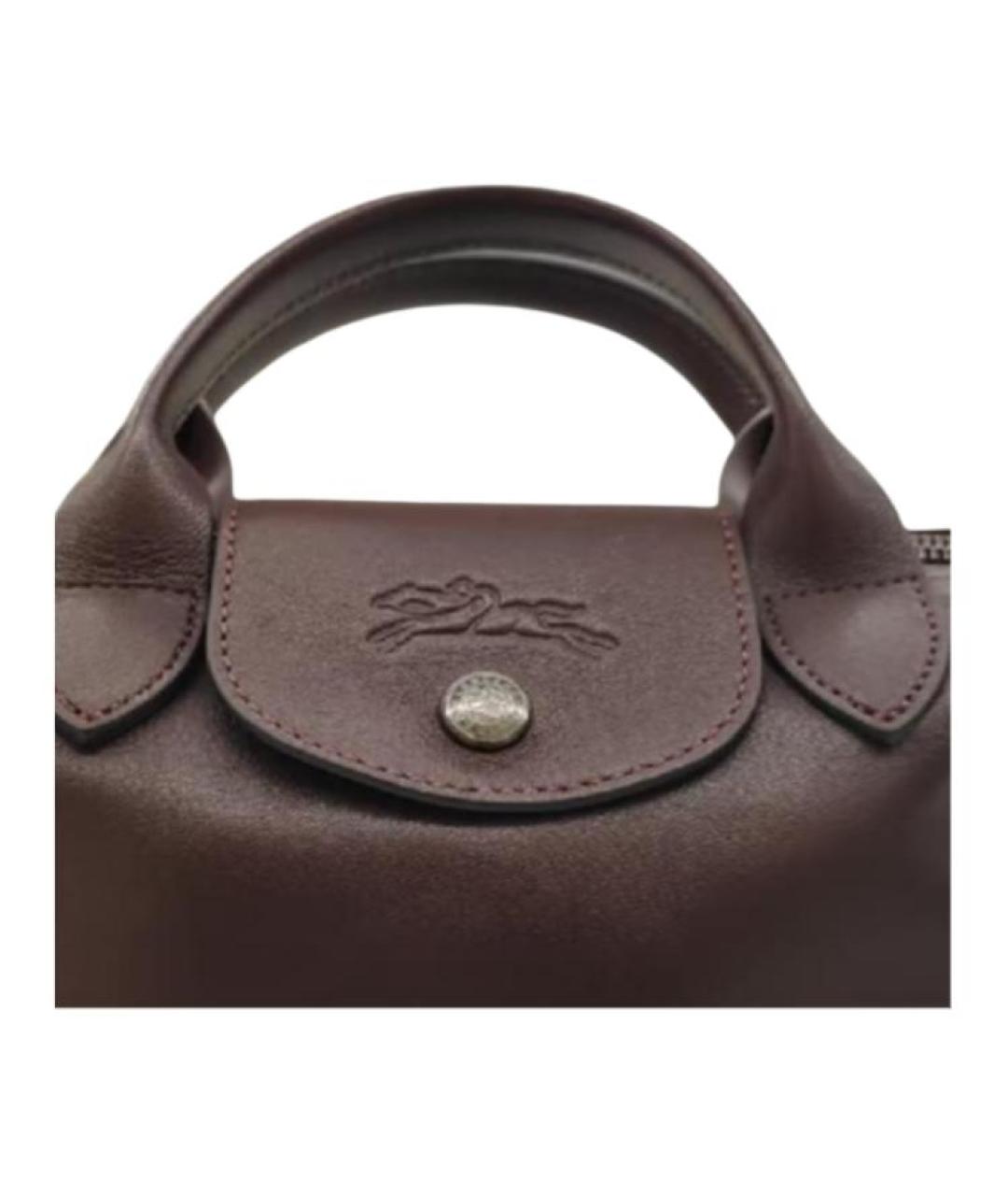 LONGCHAMP Коричневая кожаная сумка с короткими ручками, фото 2