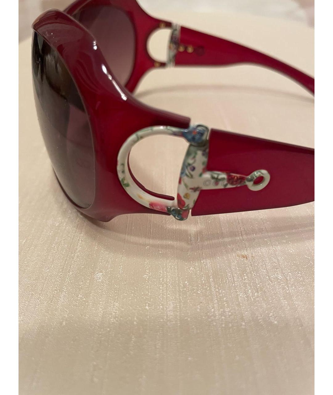 GUCCI Бордовые пластиковые солнцезащитные очки, фото 3