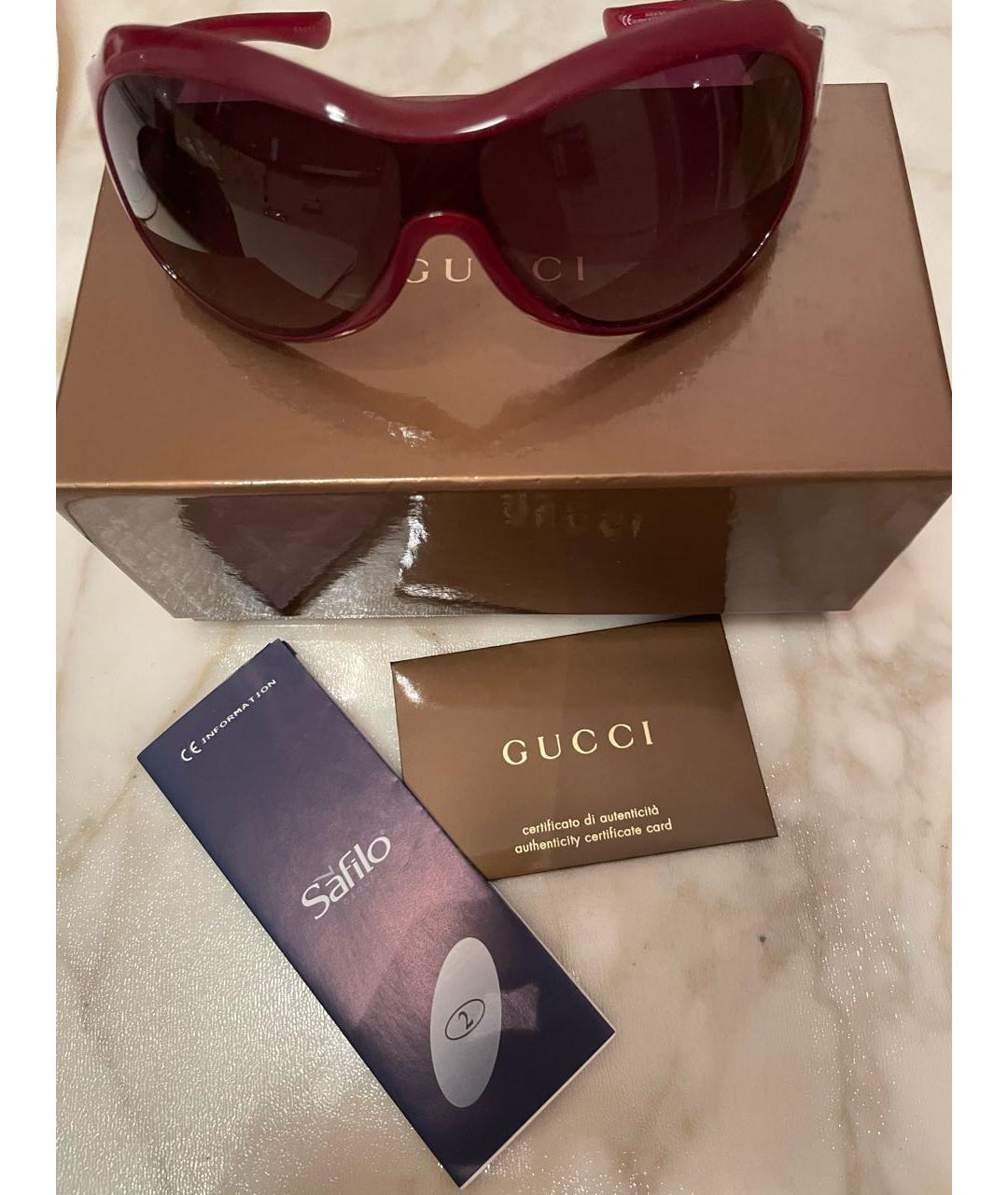 GUCCI Бордовые пластиковые солнцезащитные очки, фото 4