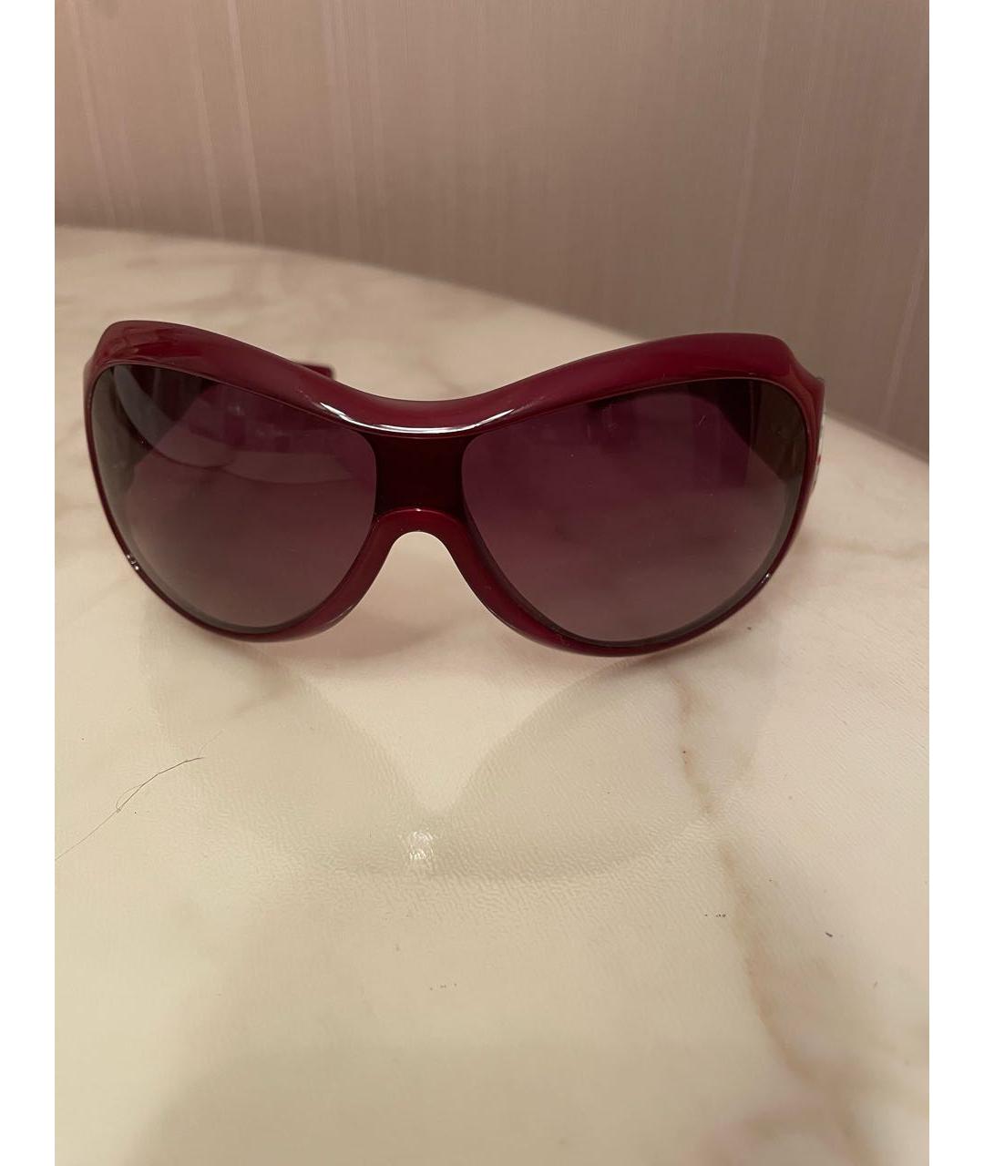 GUCCI Бордовые пластиковые солнцезащитные очки, фото 7