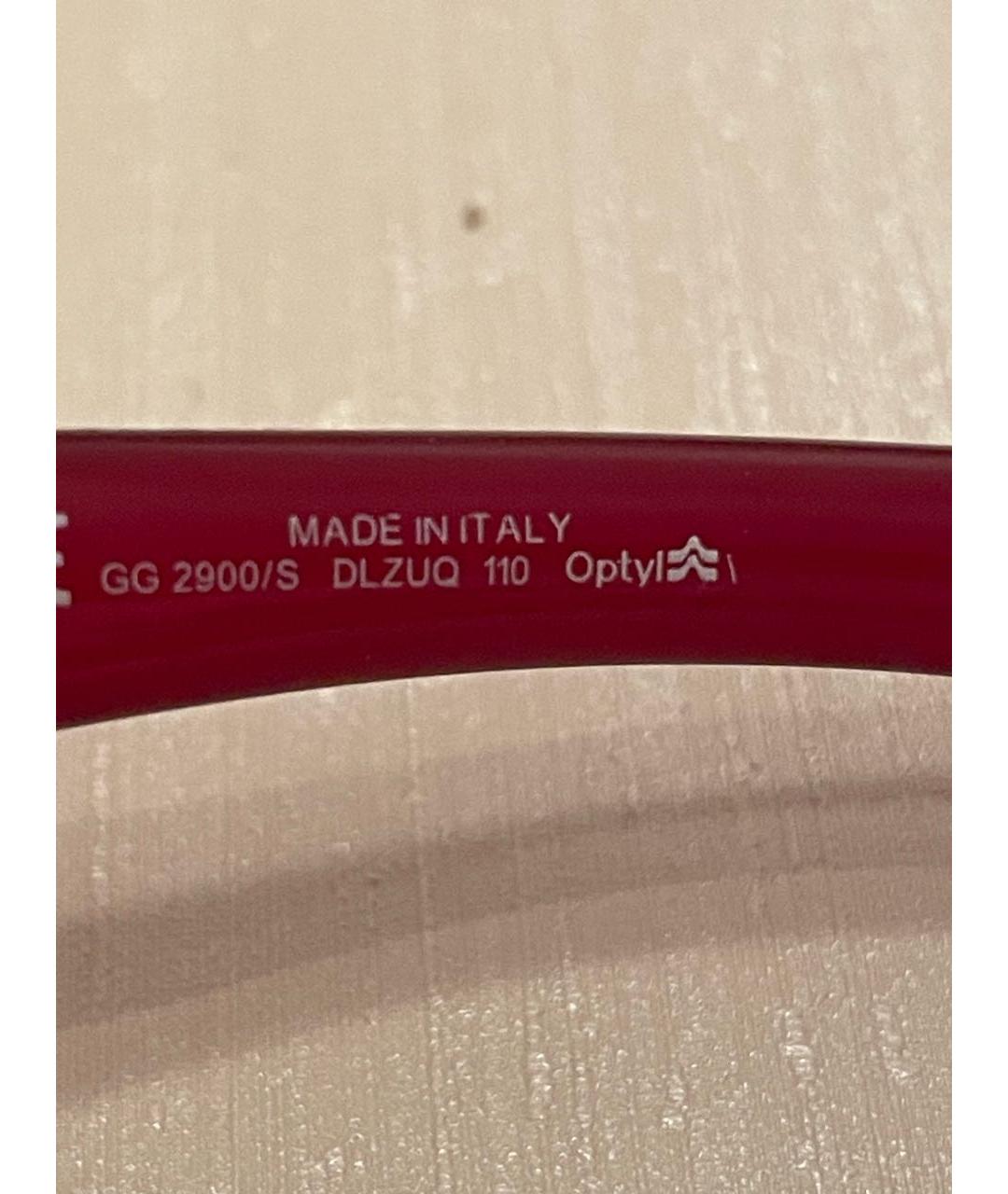 GUCCI Бордовые пластиковые солнцезащитные очки, фото 6