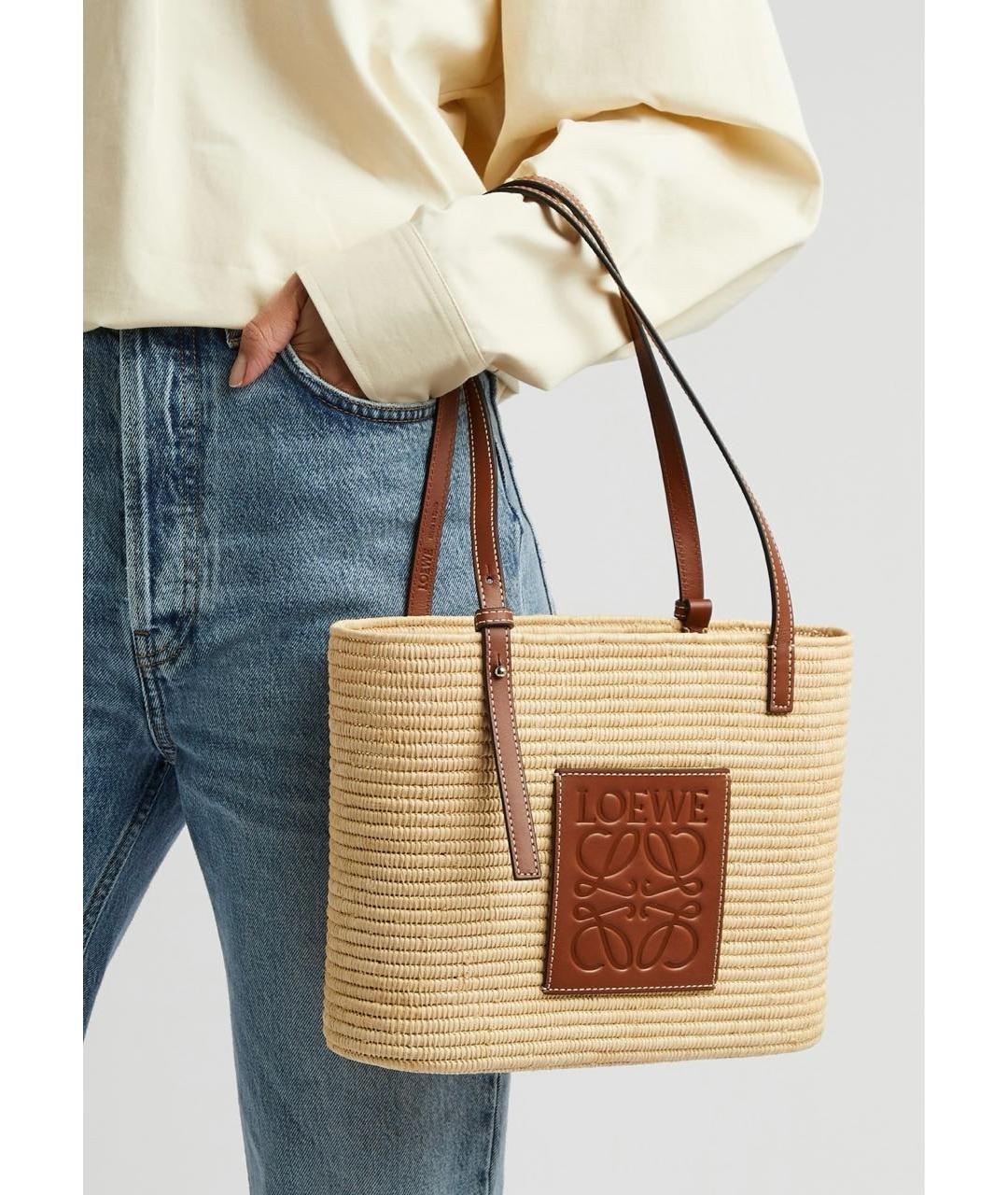 LOEWE Коричневая пелетеная сумка тоут, фото 2