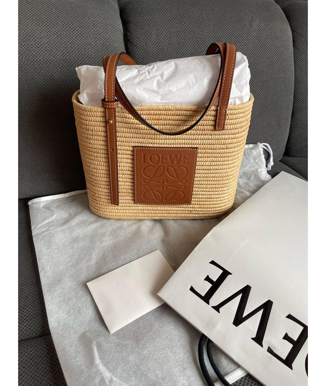 LOEWE Коричневая пелетеная сумка тоут, фото 5