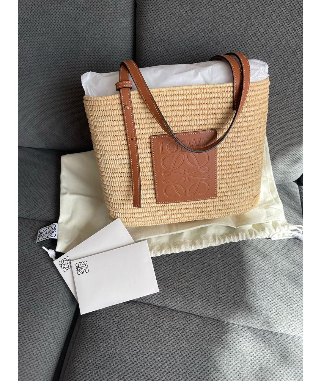 LOEWE Коричневая пелетеная сумка тоут, фото 7