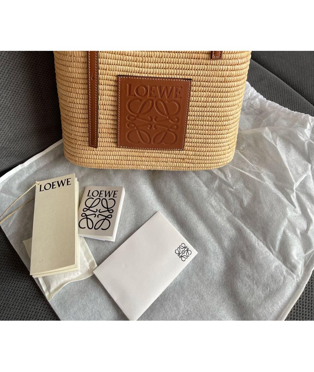 LOEWE Коричневая пелетеная сумка тоут, фото 4