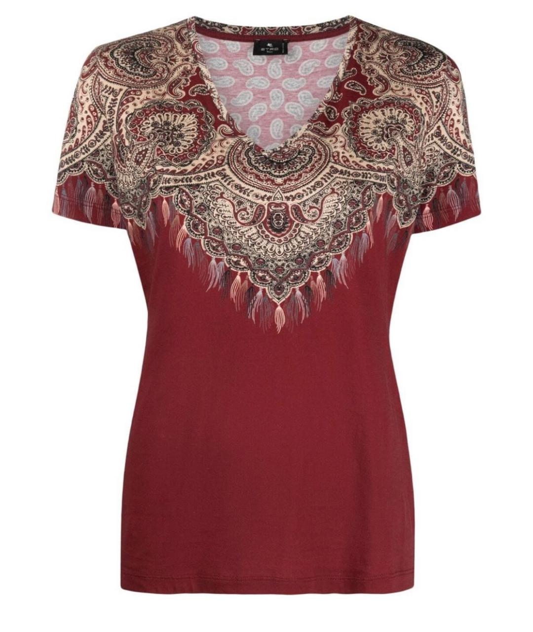 ETRO Бордовая хлопковая футболка, фото 1