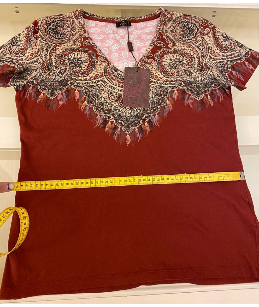 ETRO Бордовая хлопковая футболка, фото 7