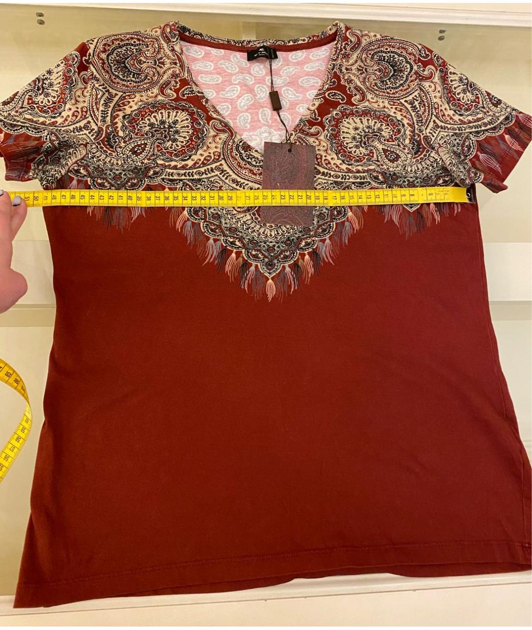 ETRO Бордовая хлопковая футболка, фото 6