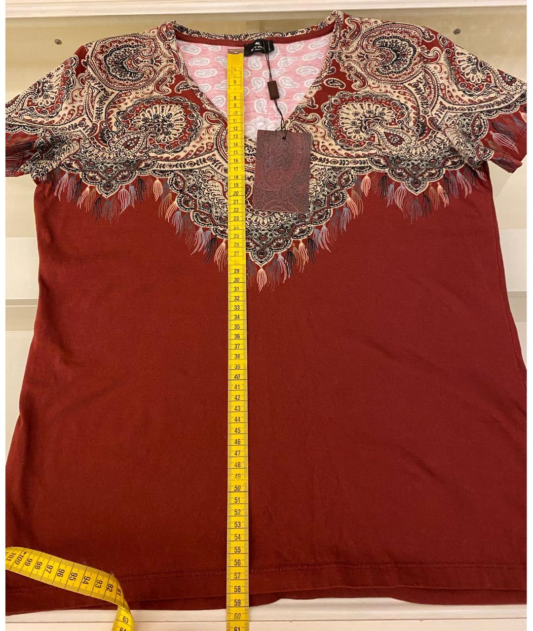 ETRO Бордовая хлопковая футболка, фото 8