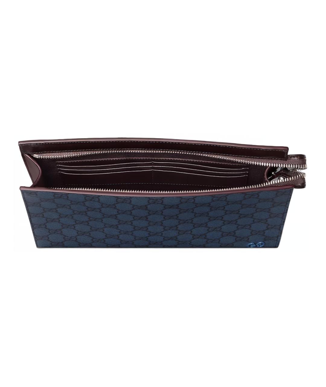 GUCCI Темно-синяя папка для документов из канвы, фото 4