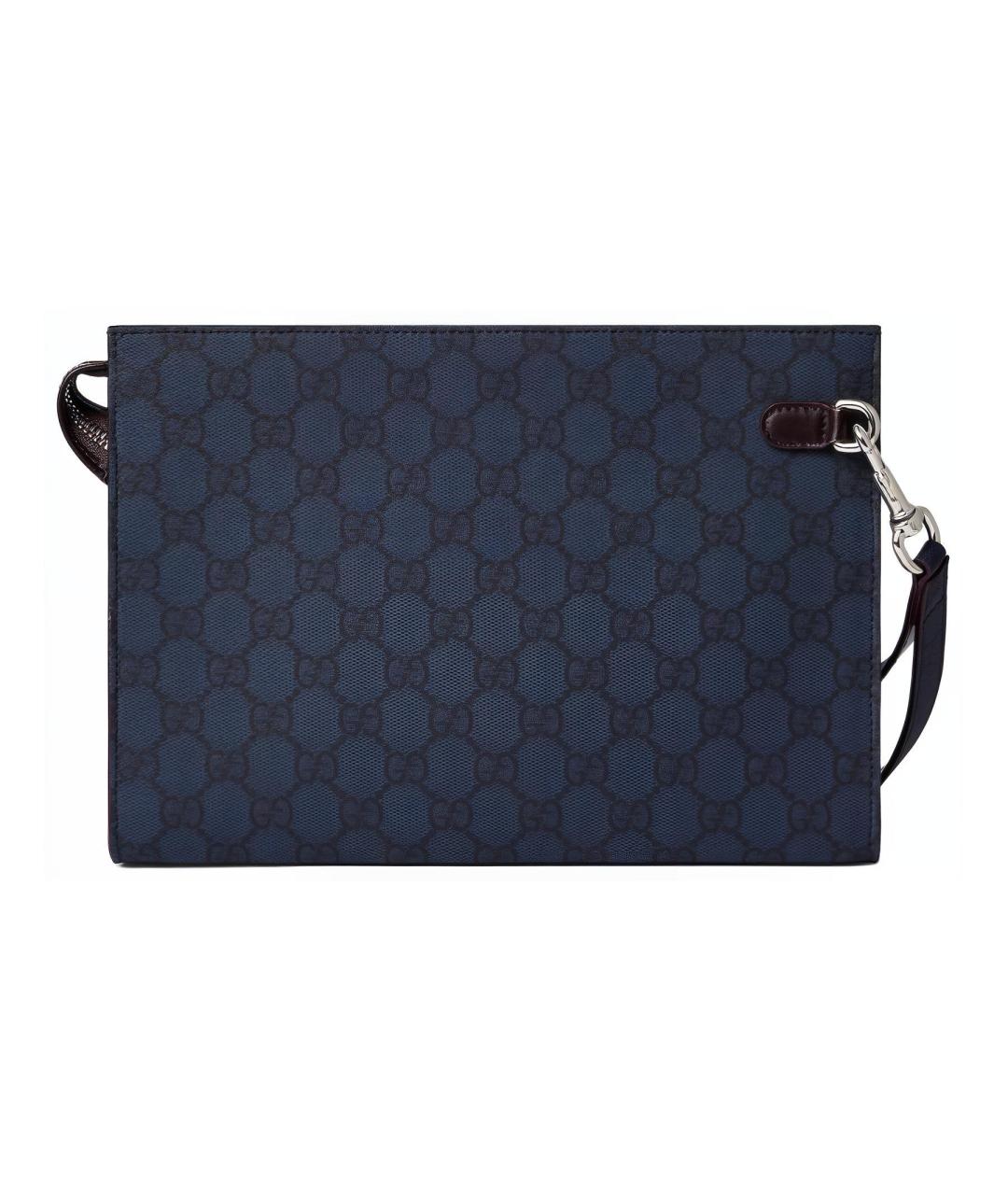 GUCCI Темно-синяя папка для документов из канвы, фото 3