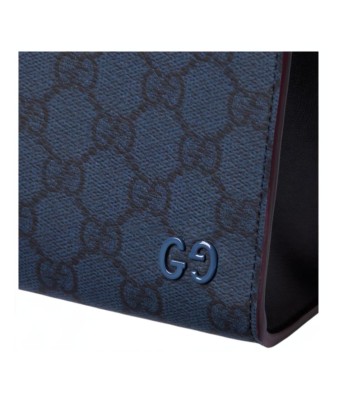 GUCCI Темно-синяя папка для документов из канвы, фото 5