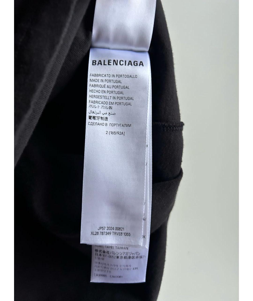 BALENCIAGA Черная хлопковая футболка, фото 6