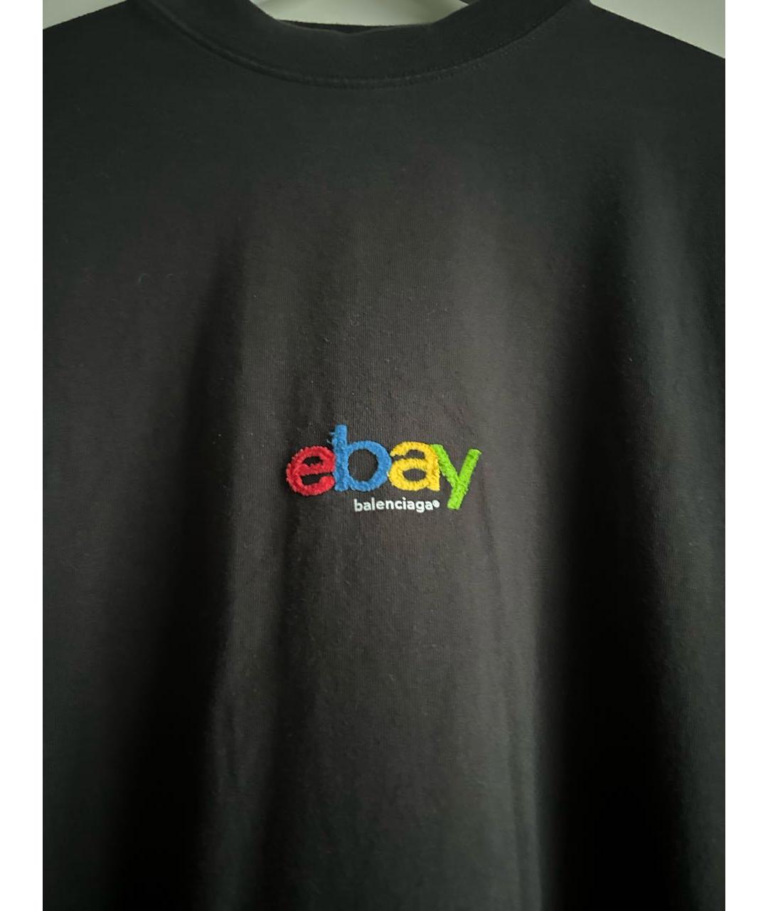 BALENCIAGA Черная хлопковая футболка, фото 4