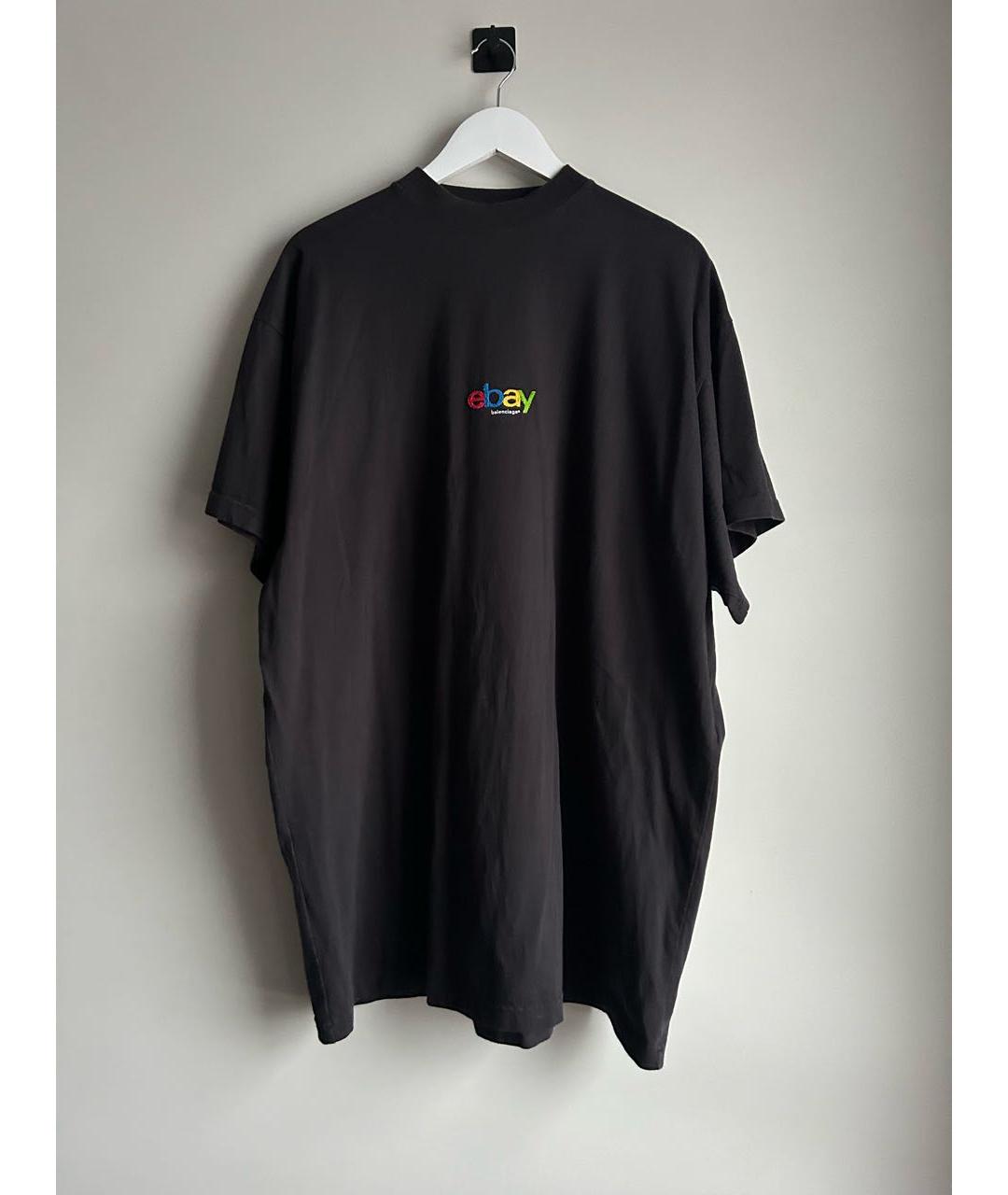 BALENCIAGA Черная хлопковая футболка, фото 7
