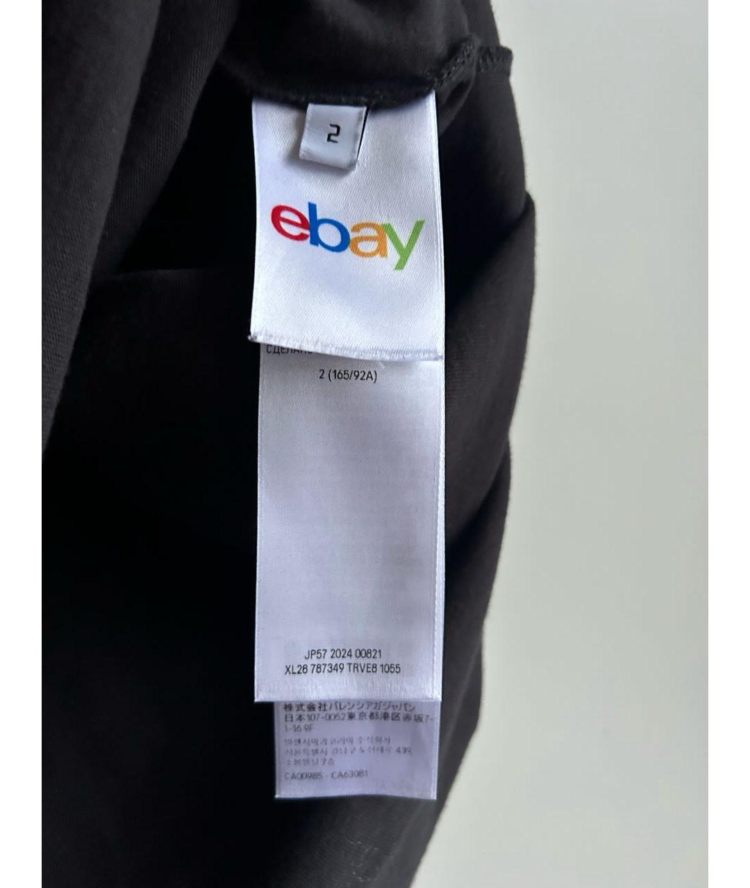 BALENCIAGA Черная хлопковая футболка, фото 5