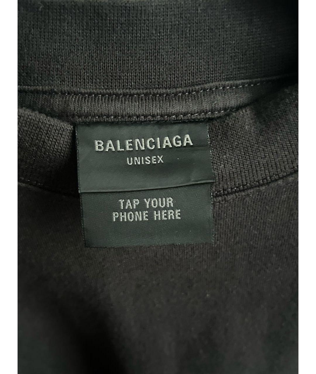 BALENCIAGA Черная хлопковая футболка, фото 3