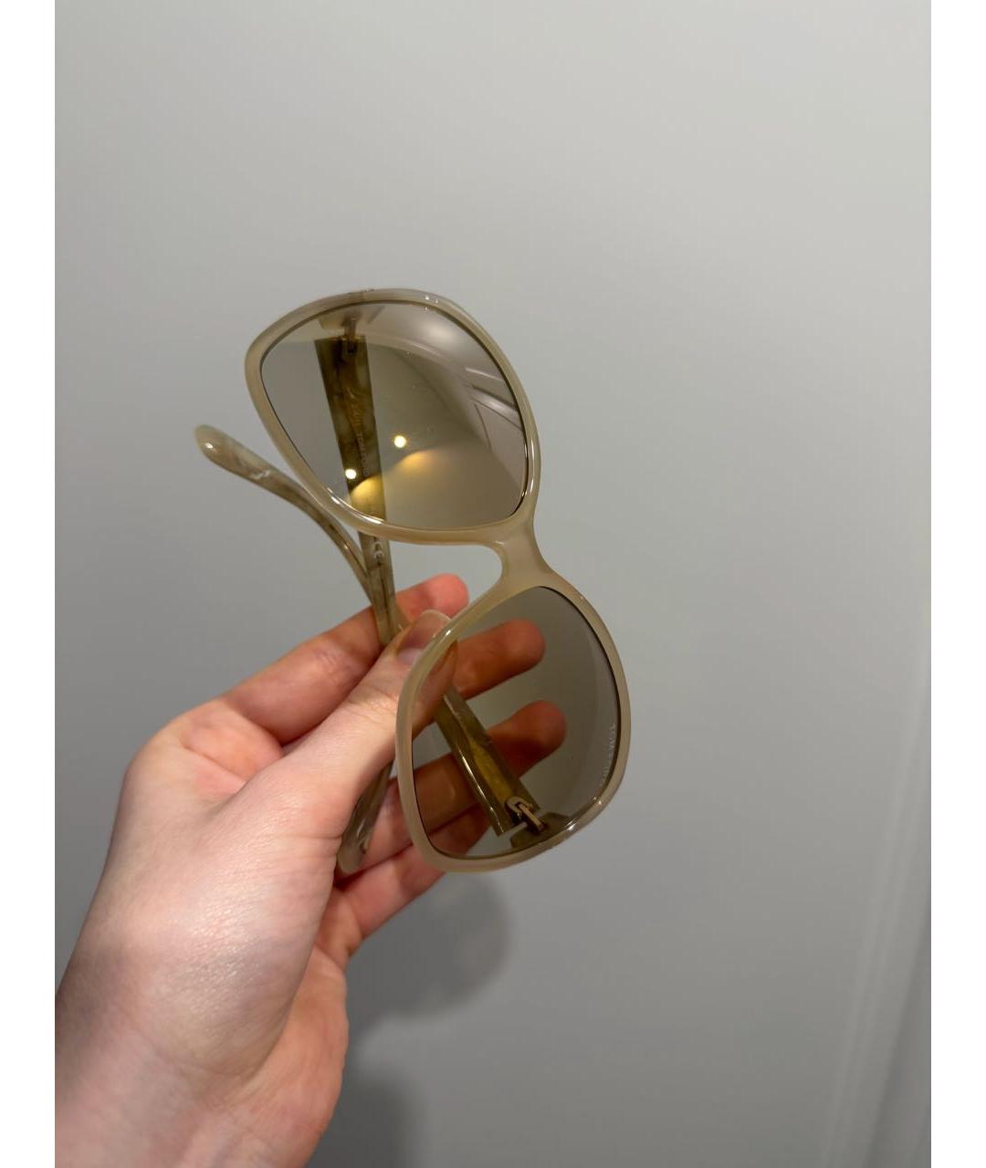 TOM FORD Бежевые пластиковые солнцезащитные очки, фото 7