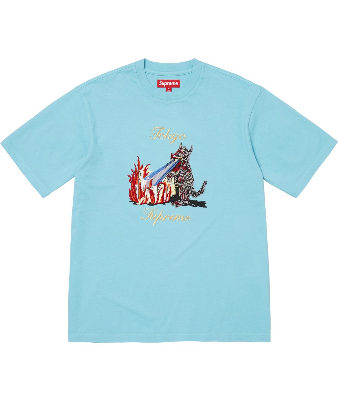 SUPREME Голубая футболка, фото 1