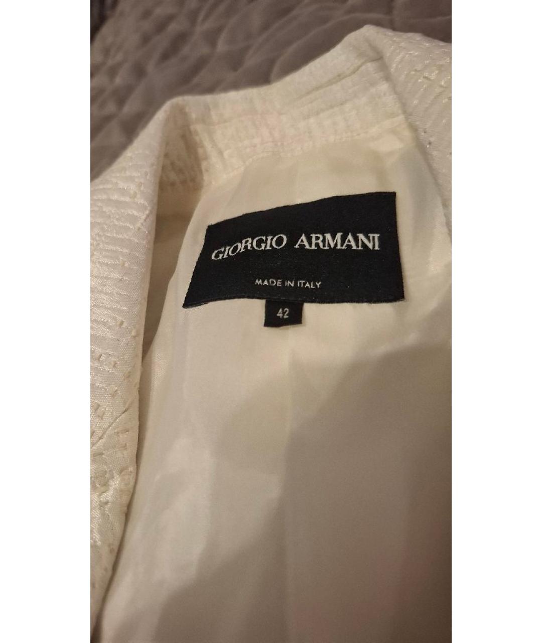 GIORGIO ARMANI Белый хлопко-эластановый жакет/пиджак, фото 3