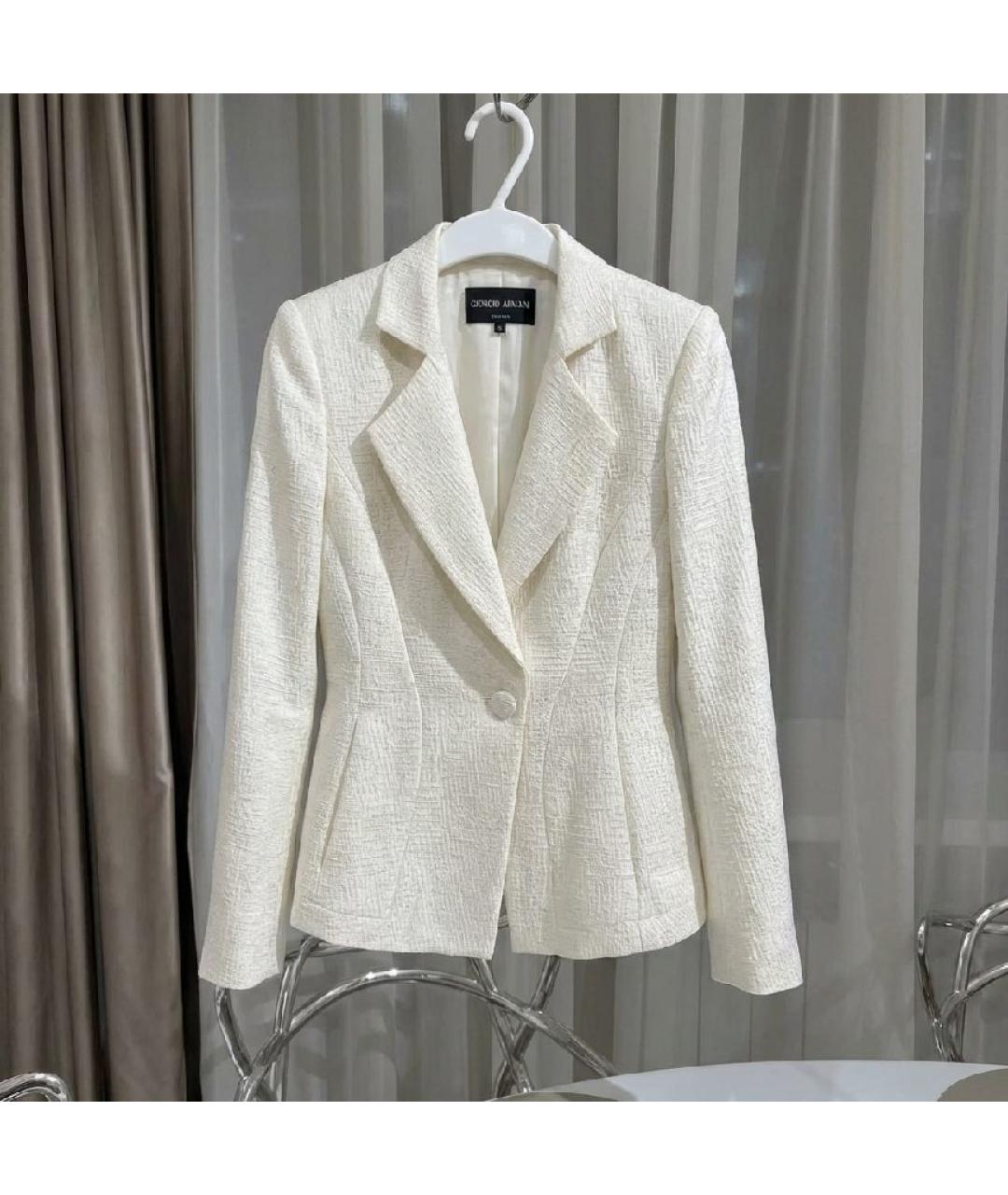 GIORGIO ARMANI Белый хлопко-эластановый жакет/пиджак, фото 4